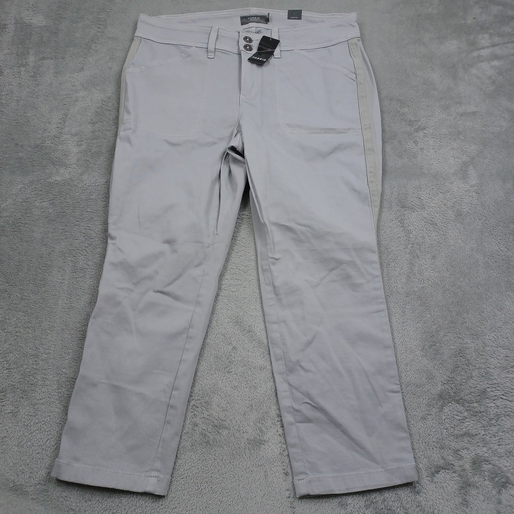 Torrid Jeans Womens 14 Gray Mid Rise Crop Aviator Skinny Stretch NWT